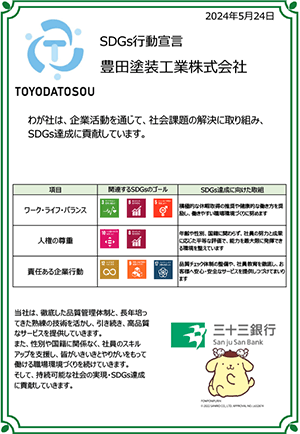 豊田塗装工業株式会社 SDGs行動宣言書